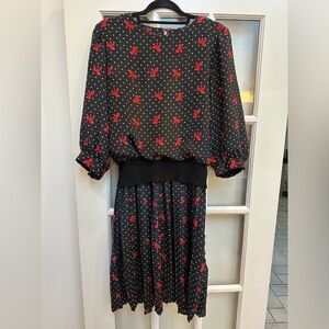 Vintage Miss Oops of Cali Red Bow Polka Dot Pinup Retro Rockabilly Dress Size M